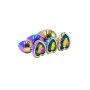3 plugs coeur Crystal Heart métal arc-en-ciel - DIK