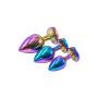 3 plugs coeur Crystal Heart métal arc-en-ciel - DIK
