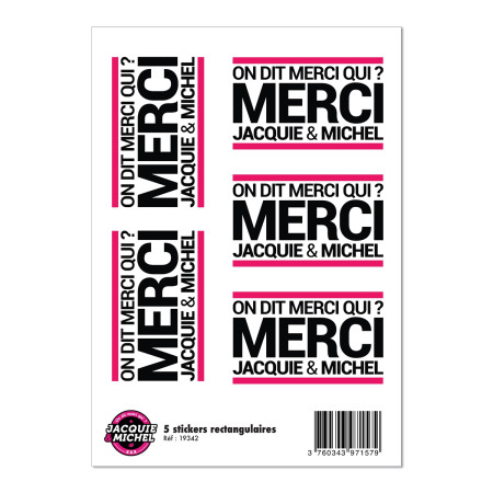5 stickers J&M blanc logo rectangle