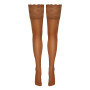 Bas autofixants large jarretière dentelle beige - Cotelli Legwear